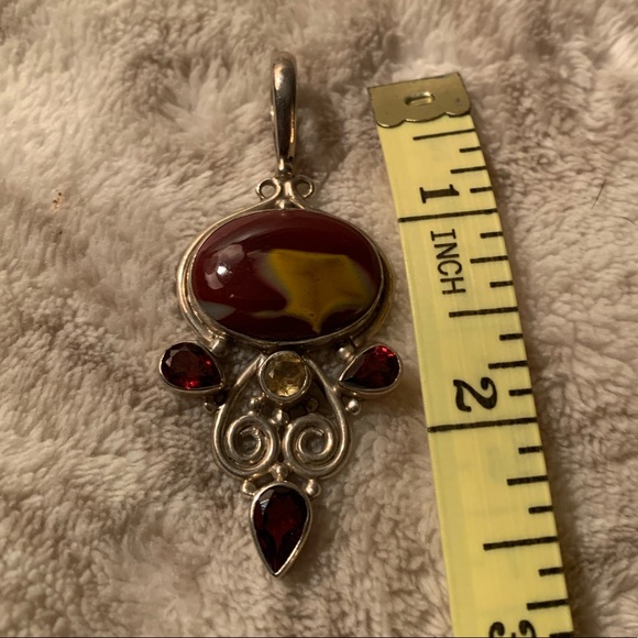 Sterling Silver Garnet Citrine Pendant - Picture 5 of 5